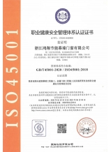 職業(yè)健康安全管理體系認證證書